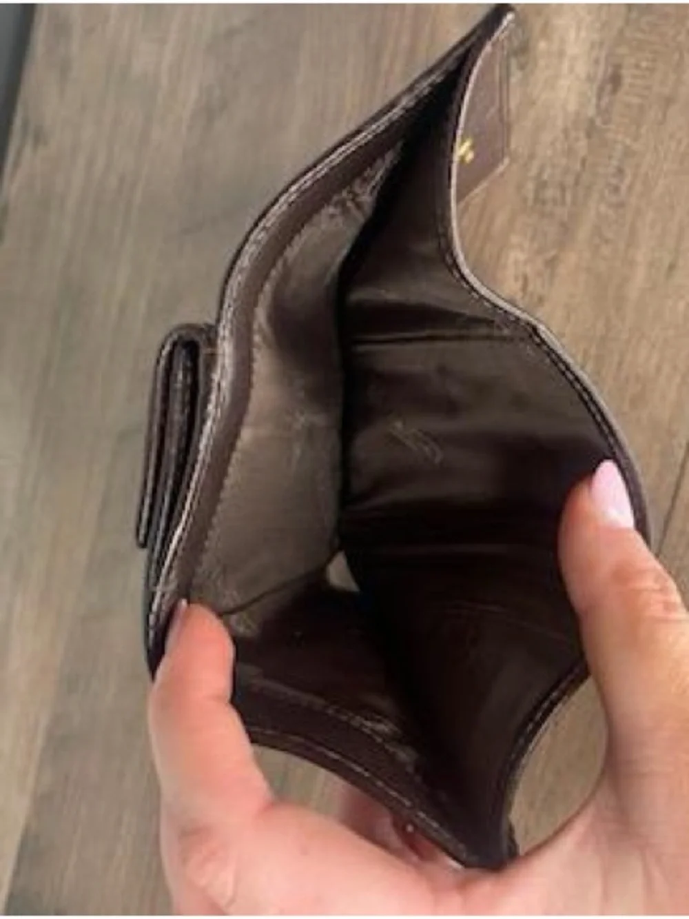 Coach Tan and Brown Signature Trifold Wallet
